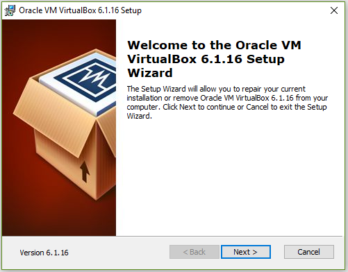 virtual box setup wizard